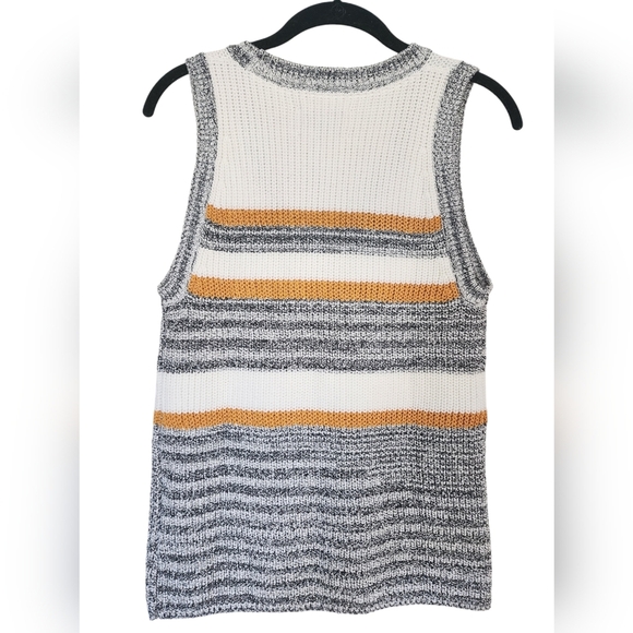 LUCKY BRAND Knit Sweater tank top, Grey/white/yellow, Size M - Picture 6 of 7